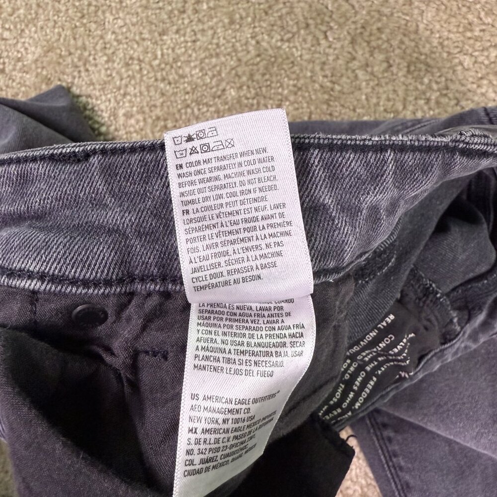 American Eagle Mom Jeans Women's Size 000 Regular Black Denim Stretch F203 - Picture 8 of 16